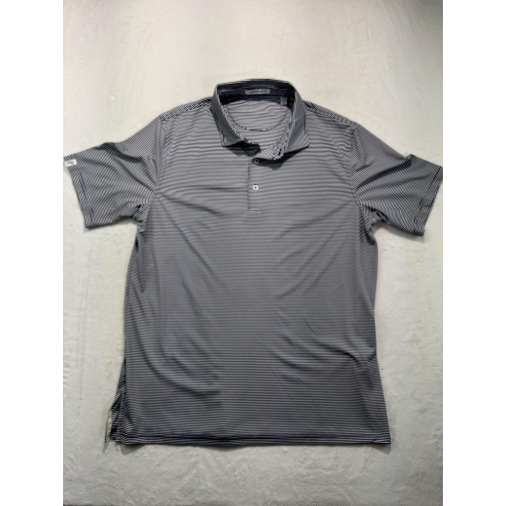 Ashworth Polo Shirt Mens‎ Large Blue Micro Stripe Golf Performance Lightweight